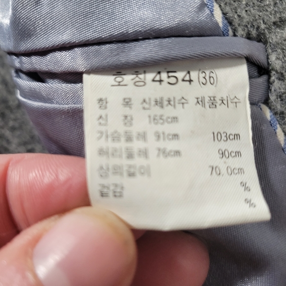 Mens Han Kook Wool Gray Plaid Wool 2 button Blazer Sleeve 29" Back Length 28.5 - Picture 11 of 12